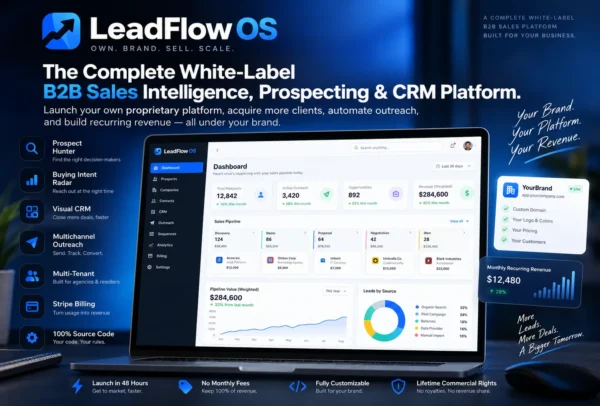 LeadFlow OS B2B Sales Intelligence & CRM Platform Interface